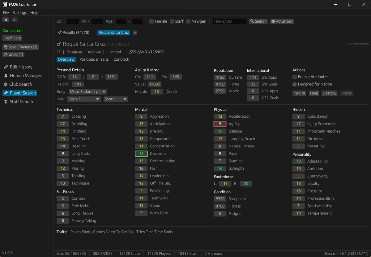 FMLE Player Profile - Overview